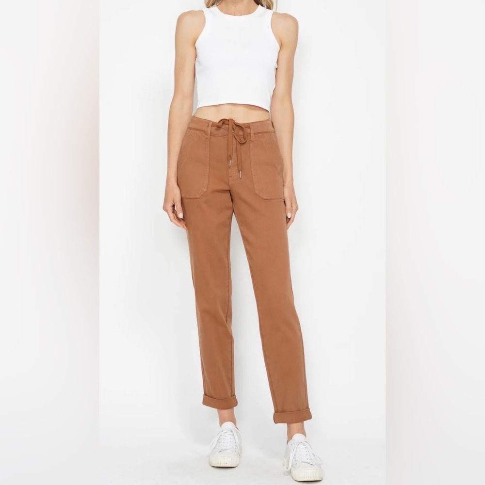 Judy Blue HW Garment Dyed Cuffed Jogger Camel, Size 7/28